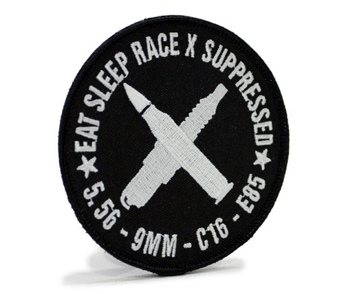 Rubber Velcro Circle Flag Patch  Black/White - Eat Sleep Race - Racing  Lifestyle Apparel