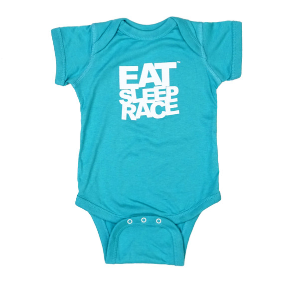 Infant One Piece Logo Teal Eat Sleep Race Racing Lifestyle Apparel