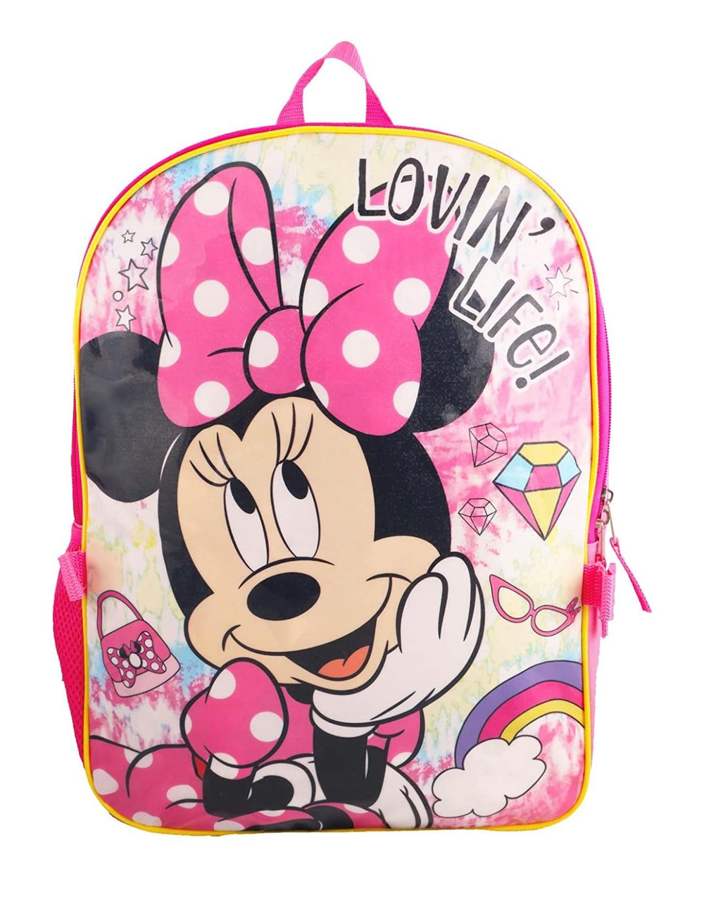 Personalized Minnie Mouse 16 Backpack with Lunch Bag, Caribiner
