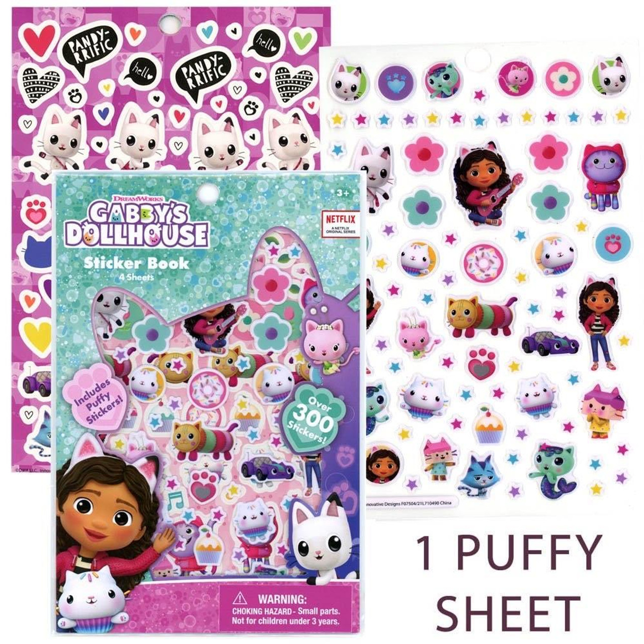 Gabbys Dollhouse 4 Sheet Sticker Book with Puffy Stickers, 300+ Stickers