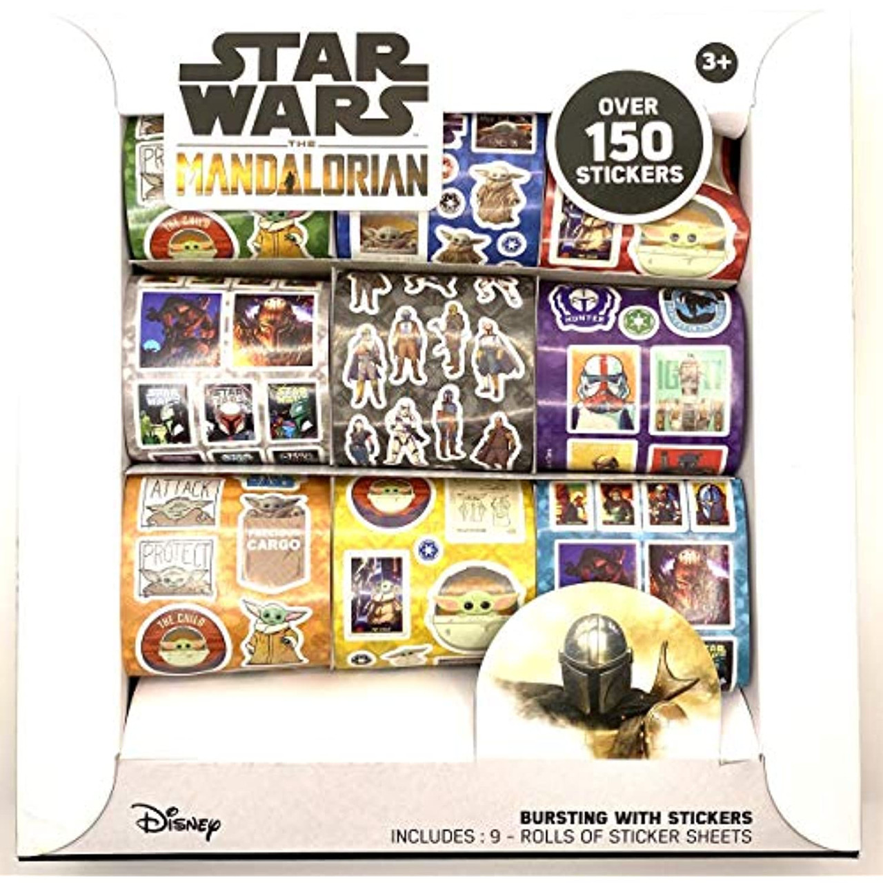 Baby Yoda Star Wars The Mandalorian Sticker Pack - 9 Rolls - Over 150  Stickers, Multicolor