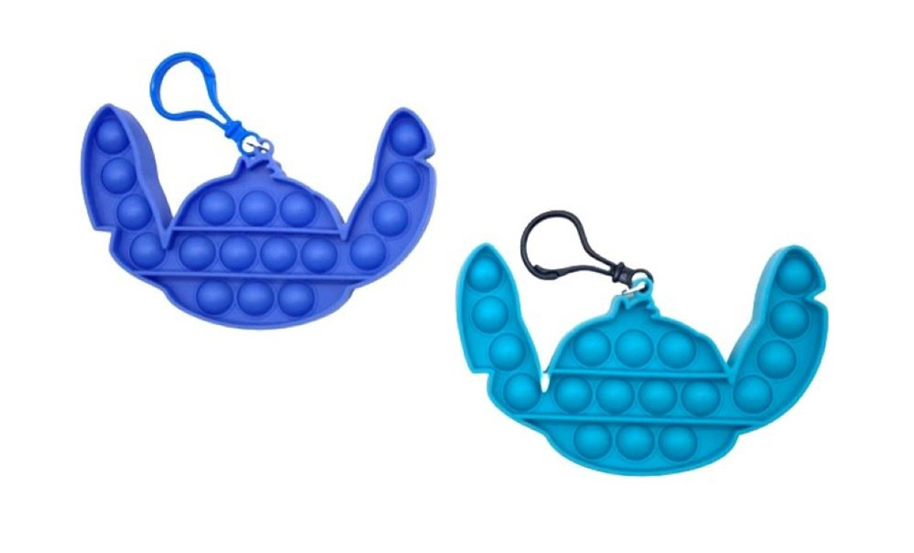 2-Pack Stich Shaped Fidget Toy, Silicone Squeeze Sensory Keychain Toy, Blue, Size: 4 x 1 x 5
