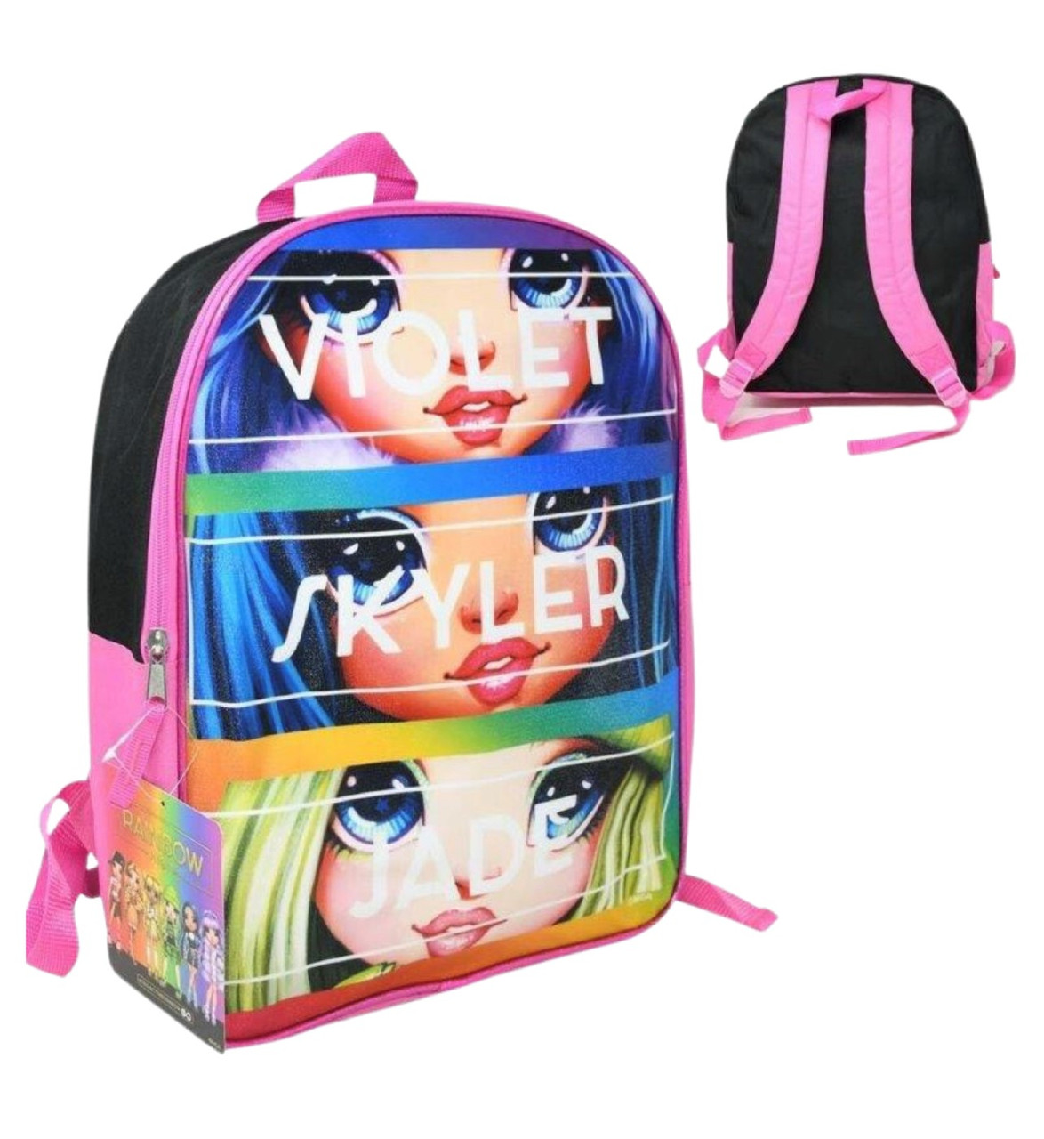 Girls Rainbow High 16 Backpack Violet Skyler Jade Dolls Pink Black