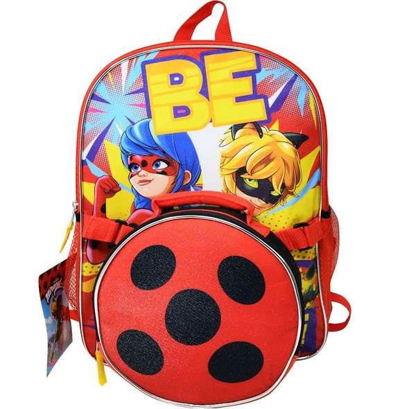 Miraculous Ladybug 16" Backpack with Round Lunch Bag