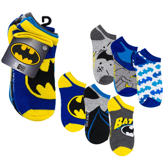 Batman Kid's 6-Pack Socks Size Large, Shoe Size 3-9