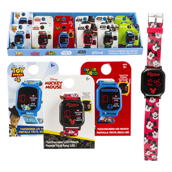 Touchscreen LED Children's Watch -Choose Options Toy Story Mickey Mouse Super Mario Darth Vader The Mandalorian Stitch