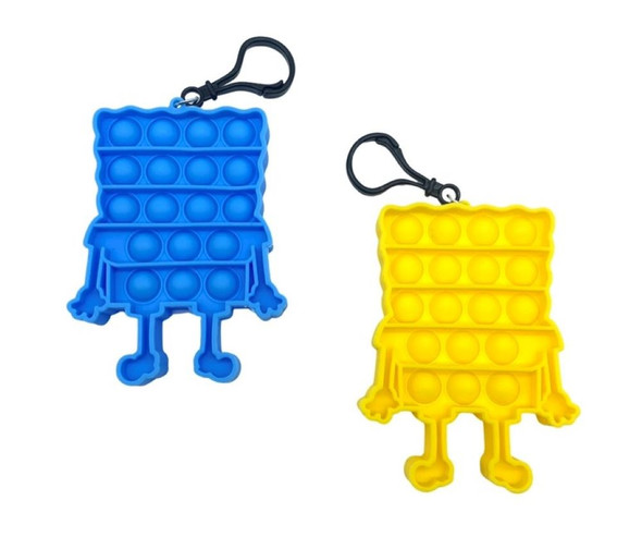 2-Pack SpongeBob Push Pop Pop Bubble Fidget Toy, Silicone Squeeze Sensory Tools to Relieve Emotional Stress for Autism Kids Adults-Fidget Toys-for ADHD Anxiety & Stress Relief Keychain 2 Pack