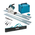 Makita DSP601ZJU3 Twin 18v Brushless Plunge Saw - Includes 2 Rails, Connectors, Clamps, Holder (Body Only + Case)