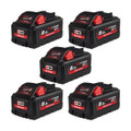 Milwaukee M18HB8 18v 8Ah Red Battery Five Pack (5x8Ah)