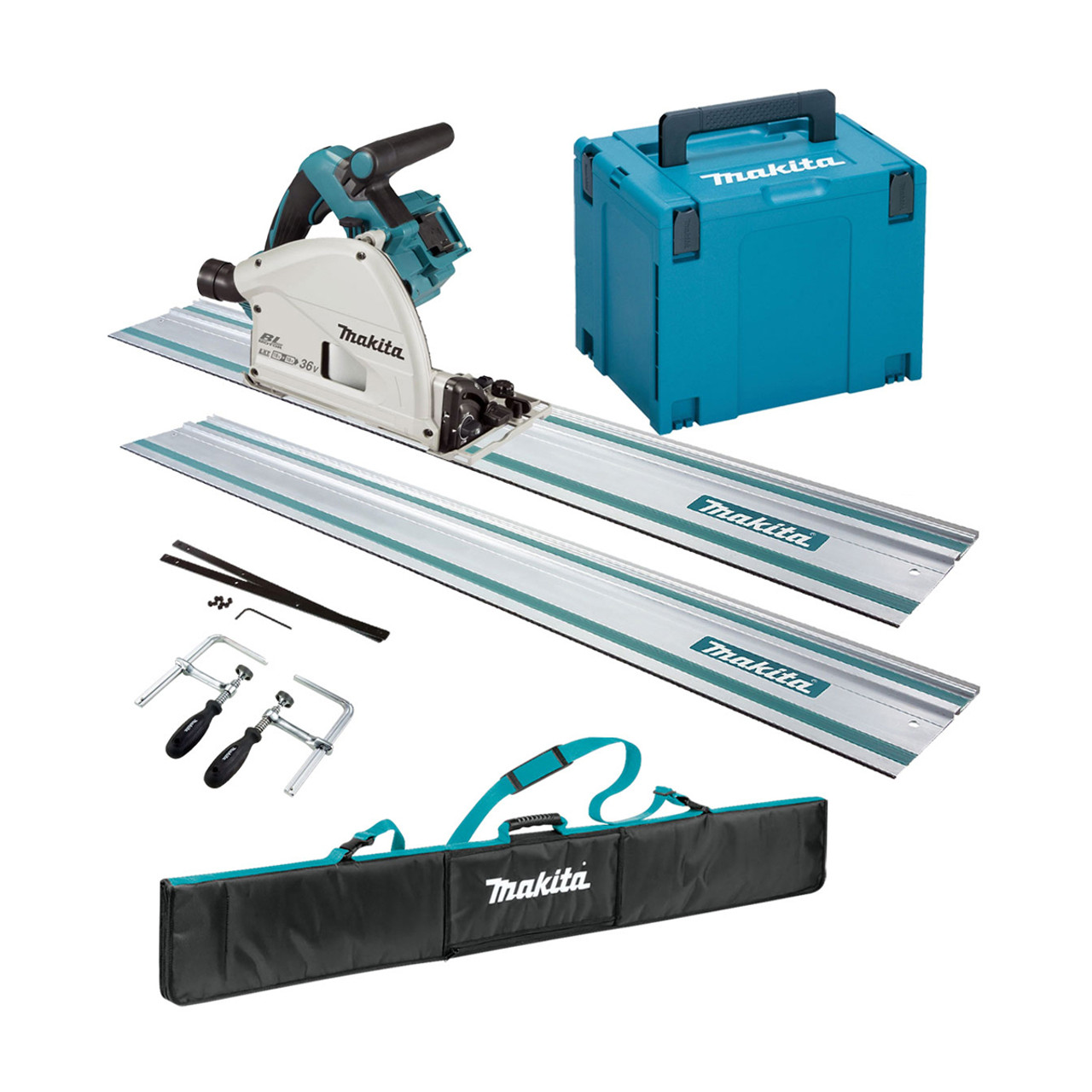 Makita DSP600ZJ3 Twin 18v Brushless 165mm Plunge Saw Kit Body