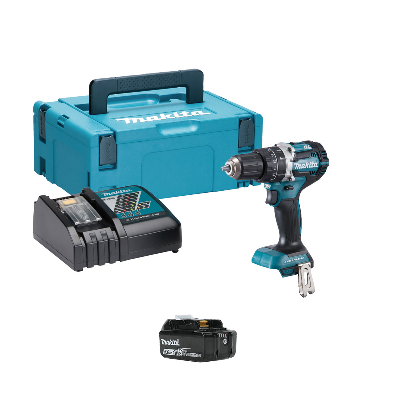 Makita DHP484RTJ 1 18v Brushless Combi Drill 1x5Ah