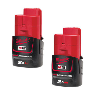 Milwaukee M12B2 12v 2Ah Red Battery Twin Pack (2x2Ah)