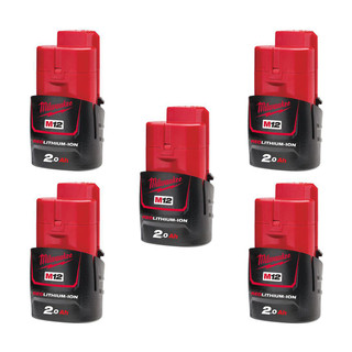 Milwaukee M12B2 12v 2Ah Red Battery Five Pack (5x2Ah)