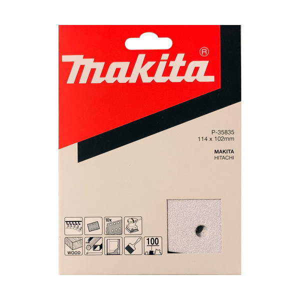 Makita P-35835 114x102mm Velcro Backed White Sanding Sheets - 100 Grit (10 sheets)