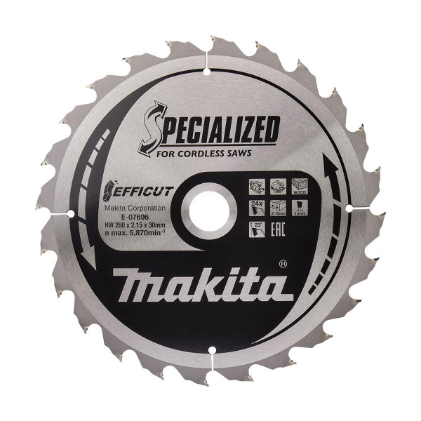 Makita E-07705 Efficut TCT Circular Saw Blade (260mmx30mmx24T)