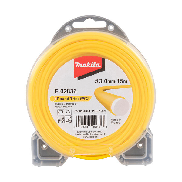 Makita E-02836 Yellow Round Trim Pro Nylon Line (3mm x 15m)