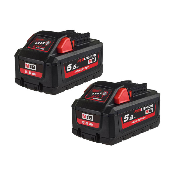 Milwaukee M18 HB5.5 High Output Battery Twin Pack (2x5.5Ah)