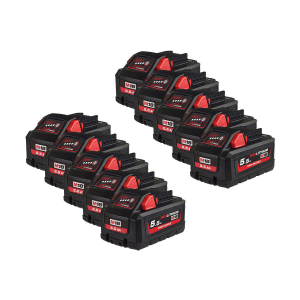 Milwaukee M18 HB5.5 High Output Battery Ten Pack (10x5.5Ah)