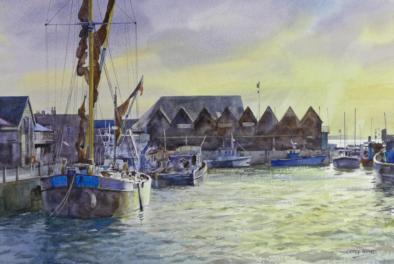 Whitstable Drawing 171 - Whitstable Harbour, Late Sunlight - Mall Galleries - Buy Art