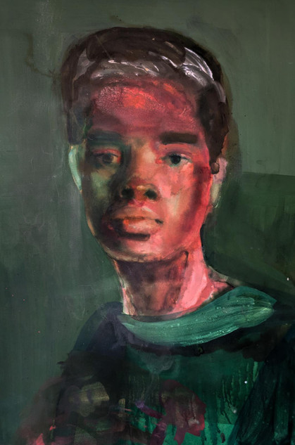 159 - Green and Brown Face Study