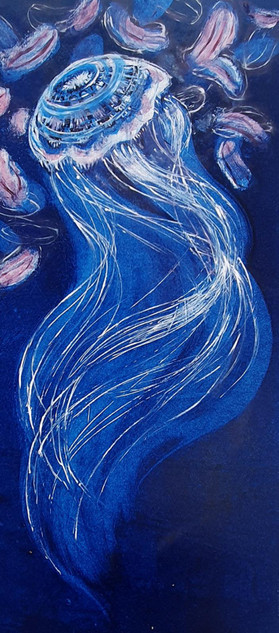 217 - Lone Blue among Comb Jellies