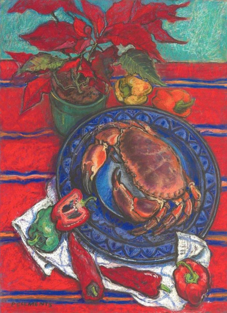 092 - Still Life with Crab and Christmas Poinsettia