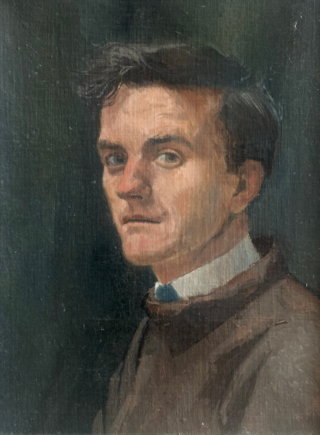 057 - Self Portrait in Brown Smock, Studio, Chestnut Rd