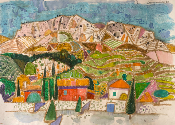 257 - Row of Houses beneath Mountainside, Near Gourdon