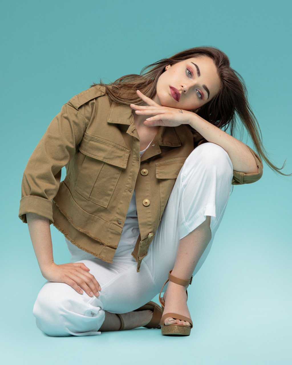 Free: Selective Focus Photo of Woman in Blue Denim Jacket, White Top, and  Black Bottoms Posing In Front of White Car With Her Eyes Closed - nohat.cc