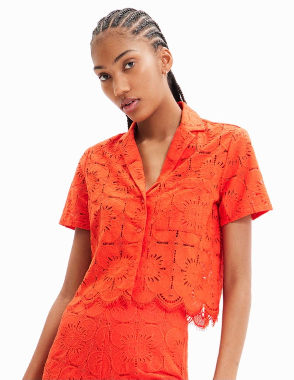 Geweldige eik morfine walgelijk Desigual Short Lace Shirt in Orange - wardrobe