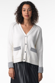 Zaget + Plover Plated Detail Cardigan in White
