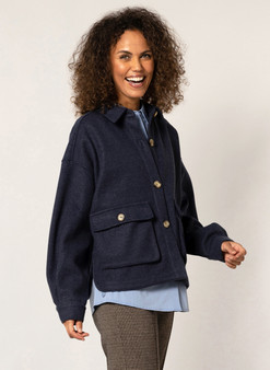 Yest Felted Shirt Jacket in Dark Navy