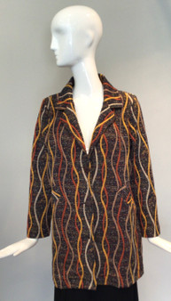 Isle by Kozan Brown Swirl Pattern Long Jacket