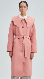 Scalloped Collar Trench Coat in Rose