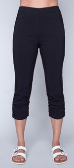 Carre Noir Ruched Crop Pants in Black