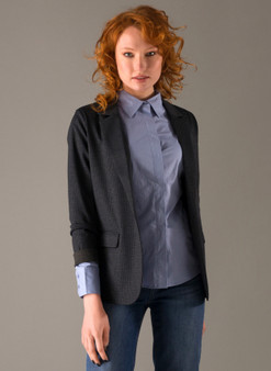 Yest Mini Check Knit Jacket in Navy