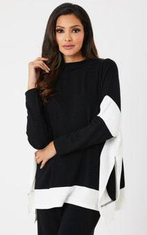 French Kyss Loose Fit Top in Black and Winter White