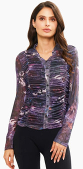Adore Mesh Ruched Shirt in Purple Combo