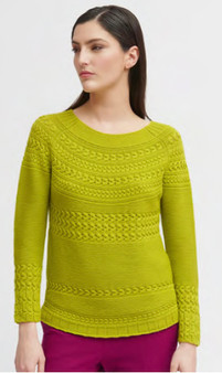 Tinta Crew Neck Multi Stitch Sweater in Lime