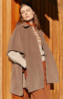 Mus + Bombon Cape Coat in Taupe