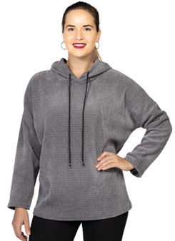 Cherish Italy Corduroy Pullover Hoodie in Gray