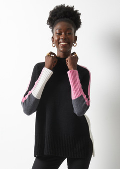 Zaget + Plover Merino Wool Blend Mock Neck Sweater in Black
