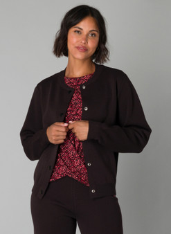 Yest Knit Jacket Cardigan in Deep Brown