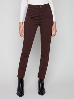 Charlie B Jeans with Narrow Cuff in Chocolate Brown