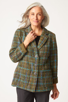 Habitat Confetti Plaid Cozy Blazer in Avocado 