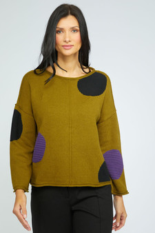 Olivia by Habitat Statement Circle Pullover Sweater in Moss