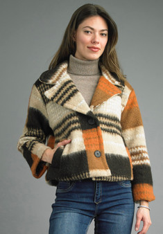 Tempo Patchwork Crop Jacket in Rust Combo