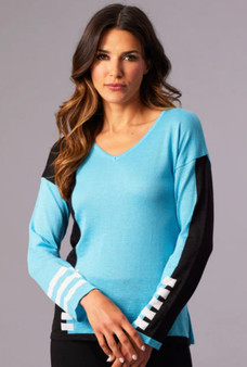 French Kyss V-Neck Colorblock Sweater