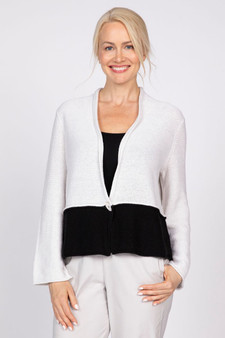 Olivia by Habitat Two Tone Cardigan Sweater in Off White/Black