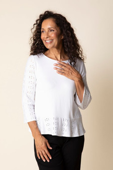 Habitat Eyelet Bloom High Line Pullover in White